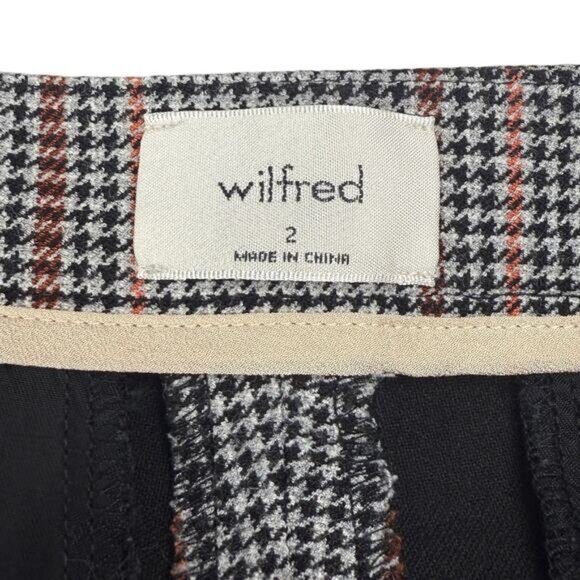 WILFRED Aritzia New Kick Flare Check Pant In Black / Rust Hndstooth Sz 2 - Picture 6 of 8